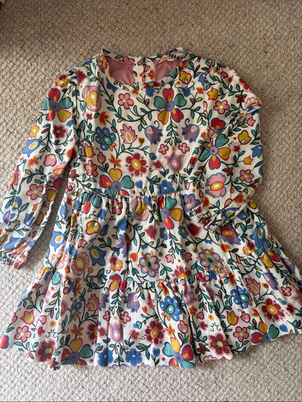 Mini Boden long sleeve colorful Floral Cotton Dress